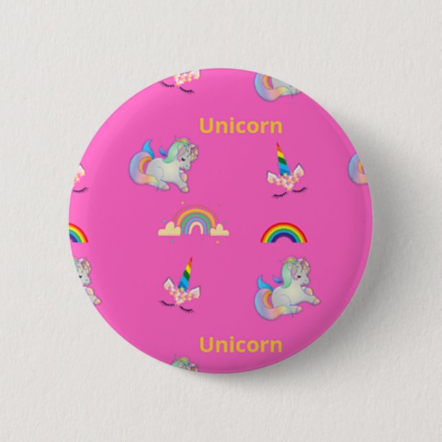 Einhornmuster auf Rosa Button (Vorderseite)