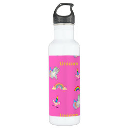Einhornmuster auf Rosa Edelstahlflasche