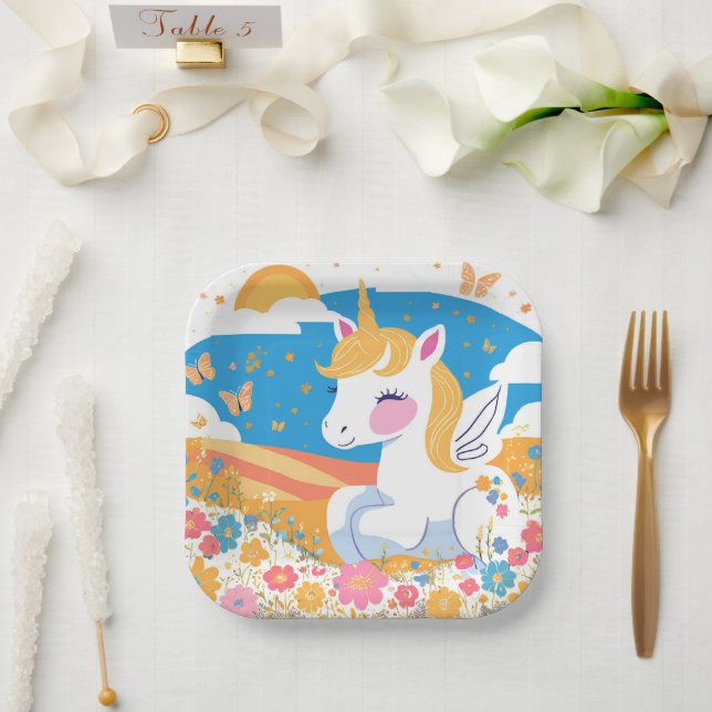 Einhornpapier-Teller Pappteller (Hochzeit)