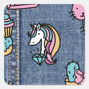 Einhornpatronen Quadratischer Aufkleber