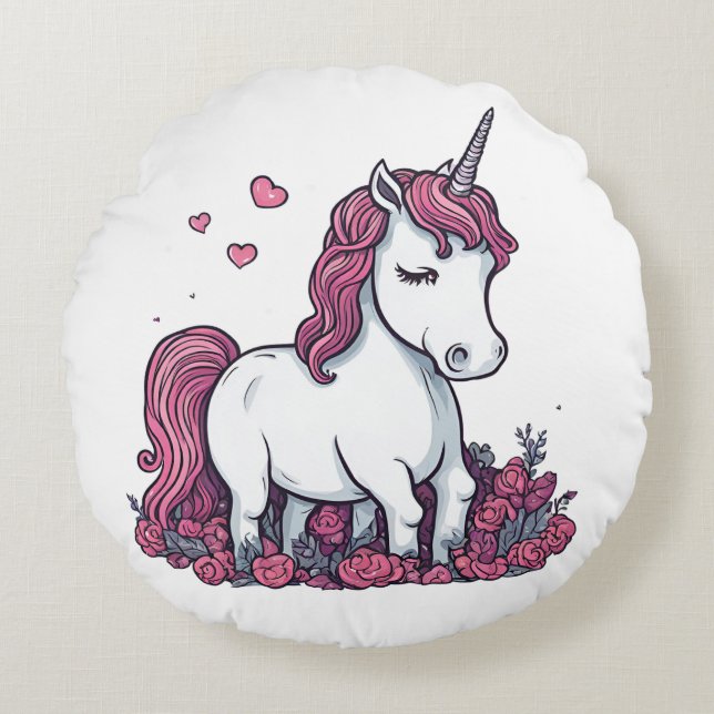 Einhornpolster Rundes Kissen (Vorderseite)