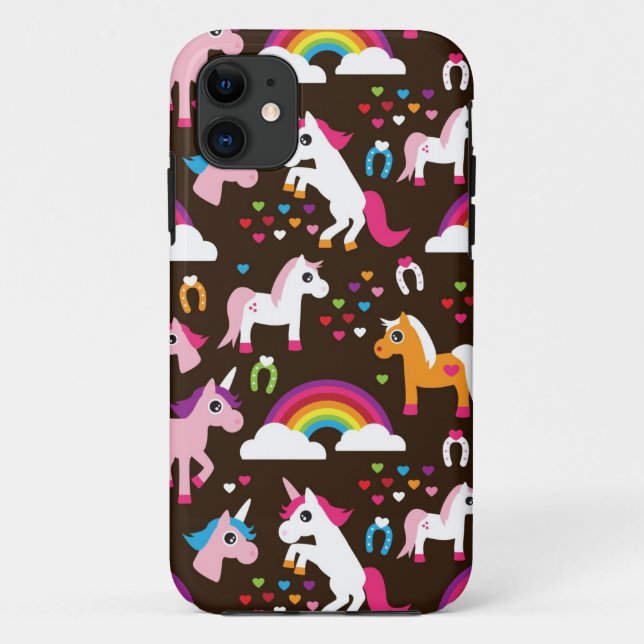 Einhornregenbogen scherzt Hintergrundpferd Case-Mate iPhone Hülle (Rückseite)