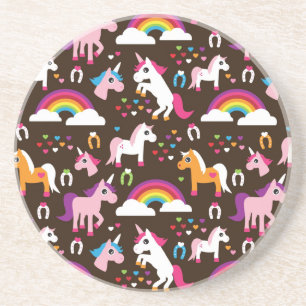 Einhornregenbogen scherzt Hintergrundpferd Sandstein Untersetzer