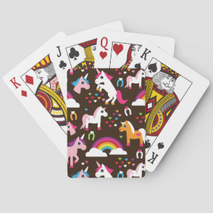 Einhornregenbogen scherzt Hintergrundpferd Spielkarten