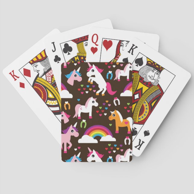 Einhornregenbogen scherzt Hintergrundpferd Spielkarten (Rückseite)