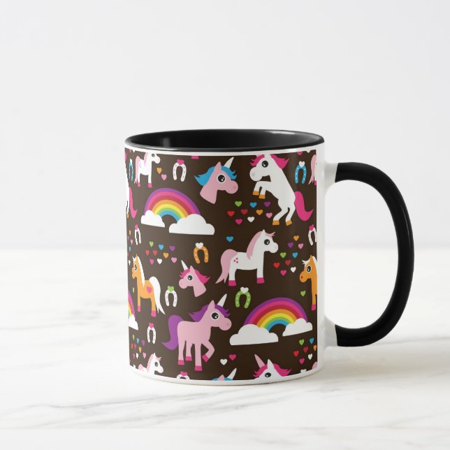 Einhornregenbogen scherzt Hintergrundpferd Tasse (Rechts)