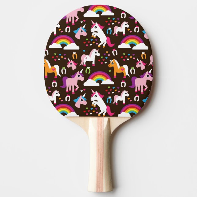 Einhornregenbogen scherzt Hintergrundpferd Tischtennis Schläger (Vorderseite)