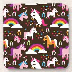 Einhornregenbogen scherzt Hintergrundpferd Untersetzer