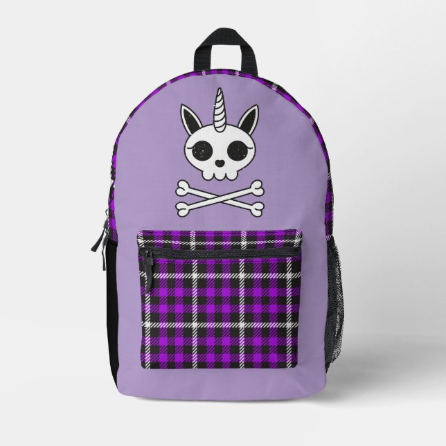Einhornschädel und Kreuzknochen Bedruckter Rucksack (Vorderseite)