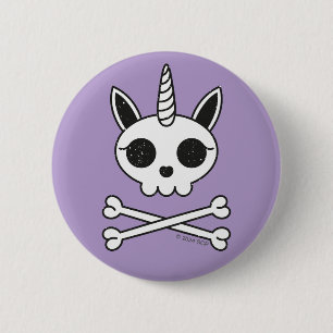Einhornschädel und Kreuzknochen Button