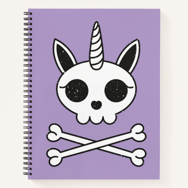 Einhornschädel und Kreuzknochen Notizbuch (Vorderseite)