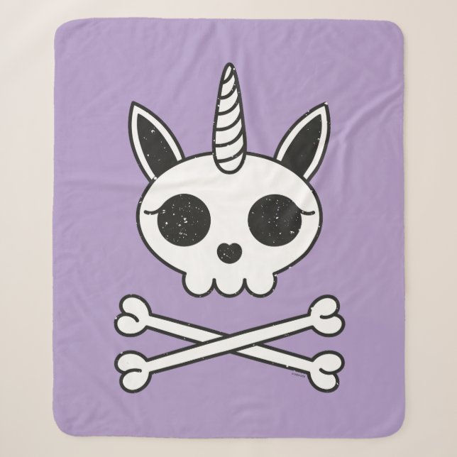 Einhornschädel und Kreuzknochen Sherpadecke (Vorderseite)