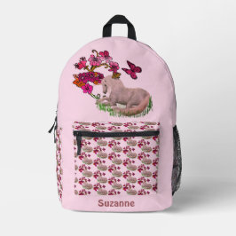 Einhornschmetterlinge und Blume Personalisiert Bedruckter Rucksack