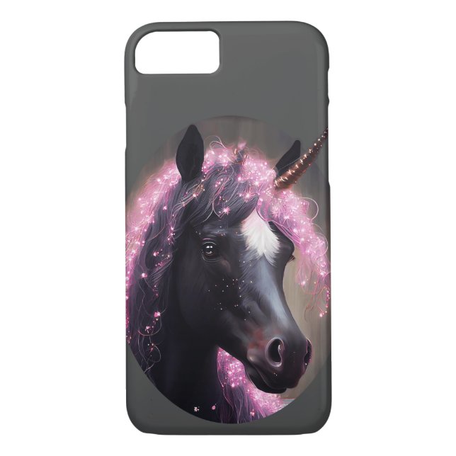 Einhornschwarz-rosa Fantasiewesen Case-Mate iPhone Hülle (Rückseite)
