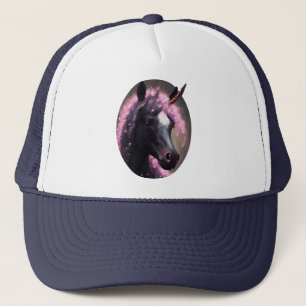 Einhornschwarz-rosa Fantasiewesen Truckerkappe
