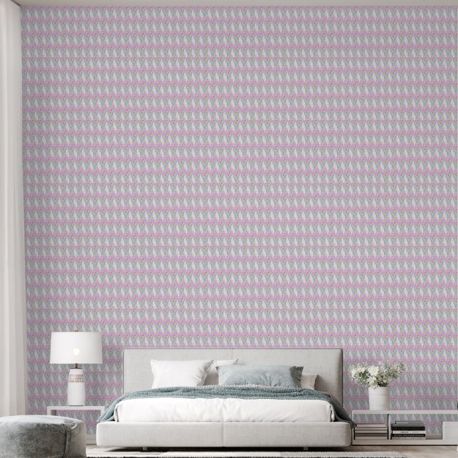 Einhorntapete in Rose-Rosa-Fuchie Tapete (Schlafzimmer)