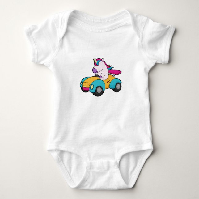 Einhornwagen Baby Strampler (Vorderseite)