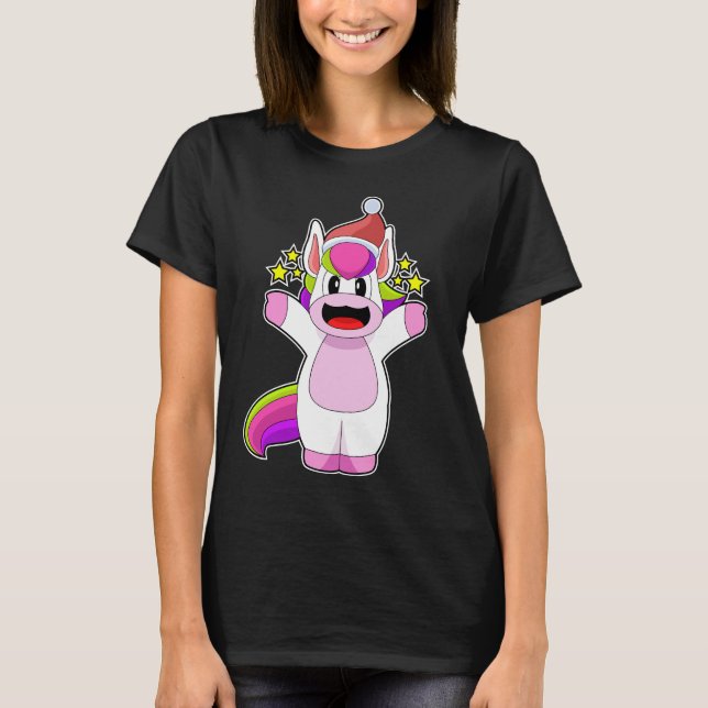 Einhornweihnachtliche Weihnachtsmannmütze T-Shirt (Vorderseite)