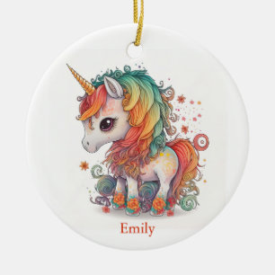 Einhornweihnachtsfest Personalisiert Keramik Ornament
