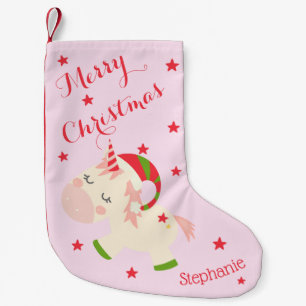 Einhornweihnachtsfest Personalisiert Rosa Kleiner Weihnachtsstrumpf