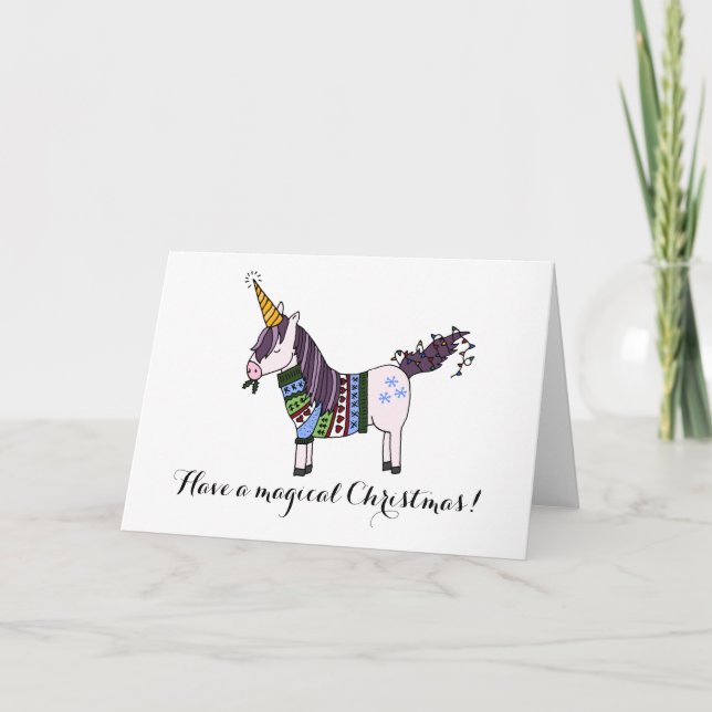 Einhornweihnachtskarte Feiertagskarte (Vorderseite)