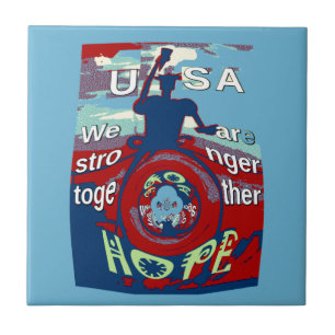Einig in Hoffnung: Stärker vereint - USA Kunstpost Fliese