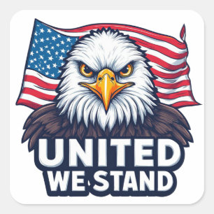 Einig sind wir stark - Patriotisches USA-Design Quadratischer Aufkleber