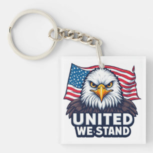 Einig stehen wir patriotisches USA-Design Schlüsselanhänger