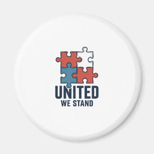 Einig stehen wir Puzzle-Teil Patriotisches Shirt-D Magnet
