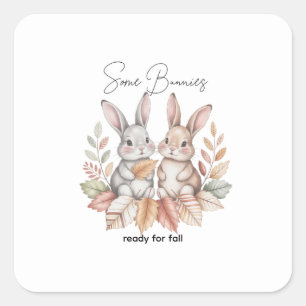 Einige Bunnies bereit für den Fall Quadratischer Aufkleber