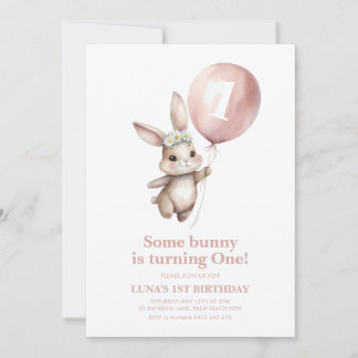 Einige Bunny 1. Geburtstag Daisy Balloon Einladung