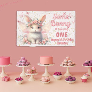 Einige Bunny 1. Geburtstag Fairy Butterfliegen Banner