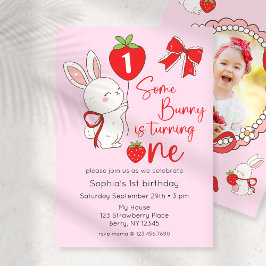 Einige Bunny 1. Geburtstag Foto Einladung