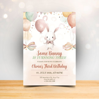 Einige Bunny Birthday Daisy Pastel Rabbit Einladung