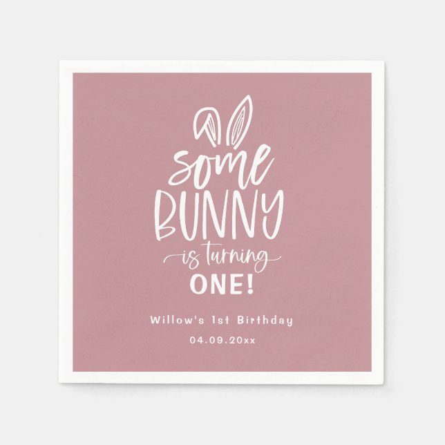 Einige Bunny Birthday Party Napkins Serviette (Vorderseite)