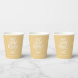 Einige Bunny Birthday Party Paper Cups Pappbecher<br><div class="desc">Niedliche Geburtstagsfeier-Tassen mit "etwas Bunny". Weiße Typografie mit Hasenohrakzent auf staubgelbem Hintergrund.</div>