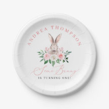 Einige Bunny Blush Pink Floral Girls Erster Geburt