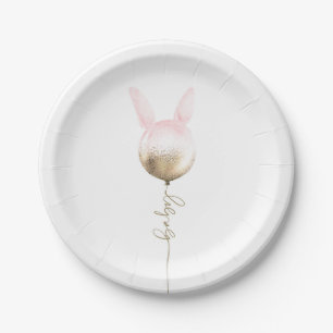 Einige Bunny Gold Glitzer Balloon Pink Baby Dusche Pappteller