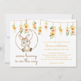 Einige Bunny ist auf dem Weg Boho Rabbit Baby Dusc Einladung