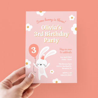Einige Bunny ist drei Niedliche Retro 3. Geburtsta Einladung