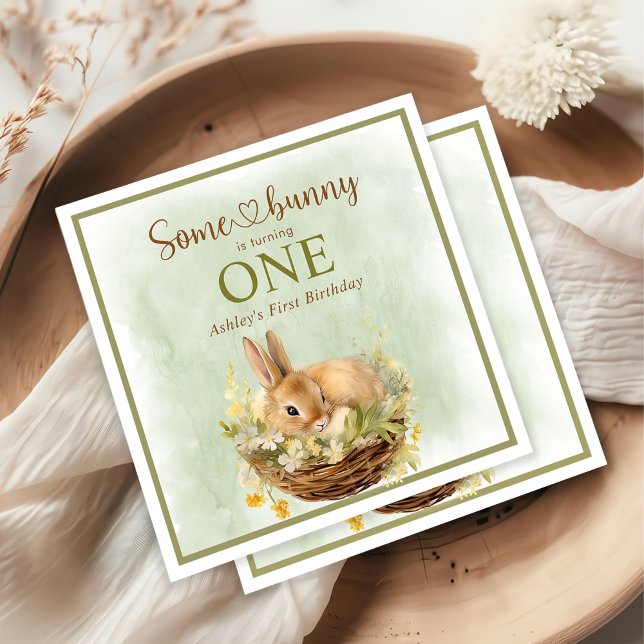 Einige Bunny ist ein 1. Geburtstag Serviette (Von Creator hochgeladen)
