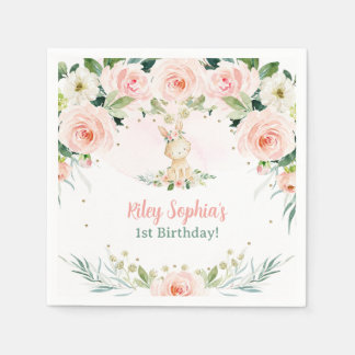 Einige Bunny ist ein Blumenrosa Roses Rabbit Party Serviette