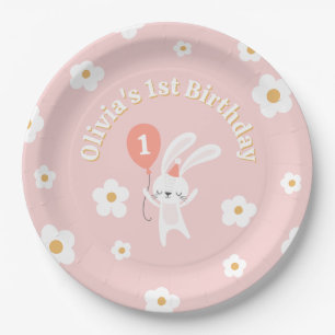Einige Bunny ist eine Niedliche Retro 1. Geburtsta Pappteller