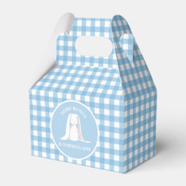 Einige Bunny ist One blue Gingham Birthday Geschenkschachtel