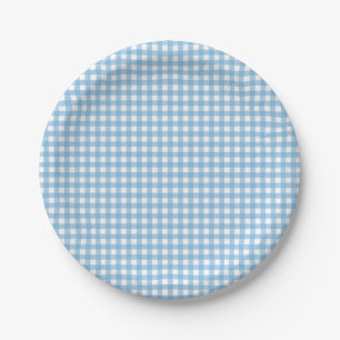 Einige Bunny ist One blue Gingham Birthday Pappteller