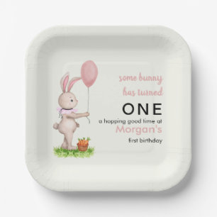 Einige Bunny ist One Niedlich Rabbit Balloon 1. Ge Pappteller