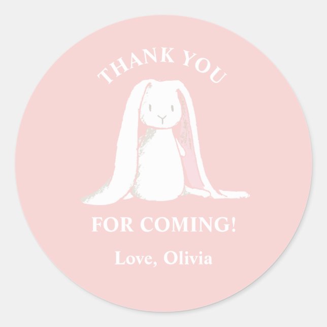 Einige Bunny ist One Pink Gingham Birthday Paper P Runder Aufkleber (Vorderseite)