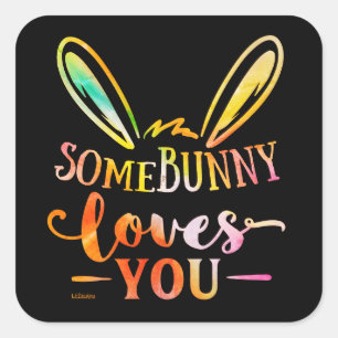 EINIGE BUNNY LIEBEN IHR lustiges Osterferiengesche Quadratischer Aufkleber