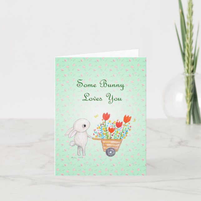 Einige Bunny Lover Sie Niedlich Bunny Rabbit Liebe Karte (Vorderseite)