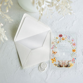 Einige Bunny Oaster Wildblume Kinderdusche Acryleinladungen